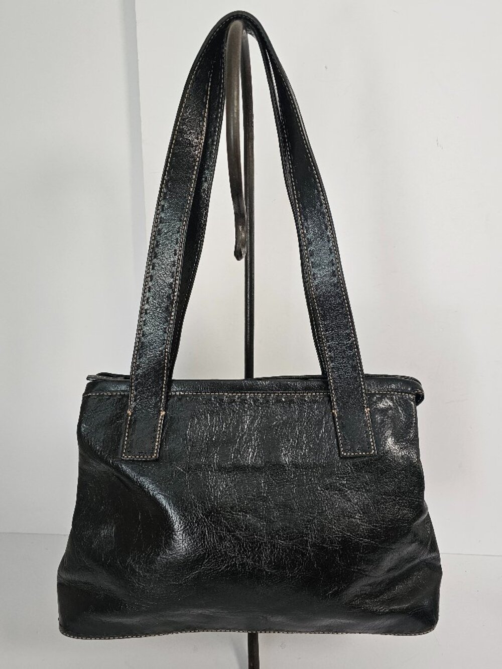 Fossil Issue 1954 Shoulder Bag Black Leather Y2K